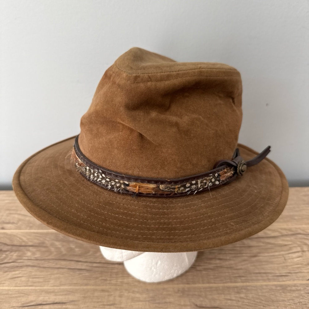 vintage PEEBLES Made in USA Fedora hat feather Small 6 5/8 - 6 3/4